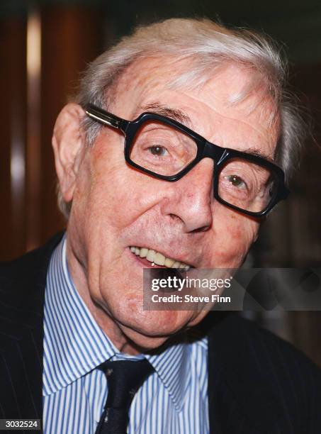 Actor Eric Sykes attends the The Oldie Of The Year Awards held at Simpsons In The Strand, March 2, 2004 in London. Set up by former Private Eye...