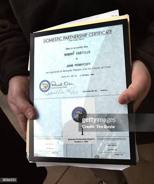 Domestic Partnership Certificate Photos and Premium High Res Pictures Domestic Partnership Certificate Photos and Premium High Res Pictures