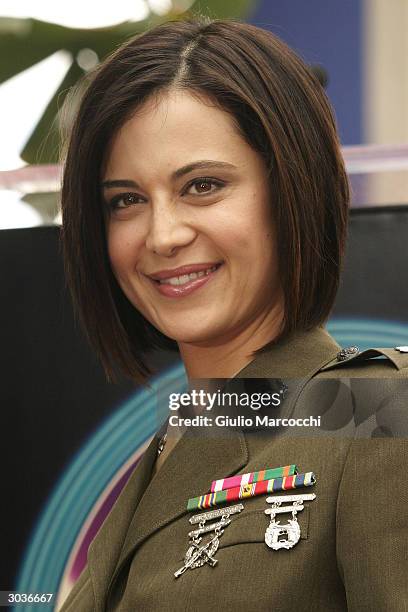 Actress Catherine Bell attends a Star On The Walk Of Fame ceremony for Donald P. Bellisario March 2, 2004 in Hollywood, California.
