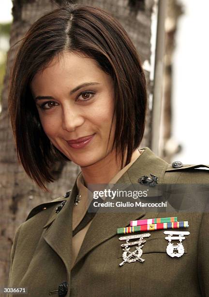 Actress Catherine Bell attends a Star On The Walk Of Fame ceremony for Donald P. Bellisario March 2, 2004 in Hollywood, California.