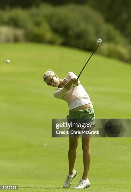 Anna Rawson of Australia in action during a practice round ahead of the start of the AAMI Women's Australian Open held at Concord Golf Club on March...