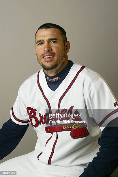 Catcher Eli Marrero of the Atlanta Braves poses for a picture during Media Day at Disney's Wide World of Sports Complex on February 27, 2004 in...