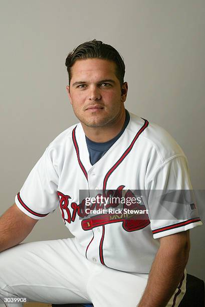 Pitcher Jaret Wright of the Atlanta Braves poses for a picture during Media Day at Disney's Wide World of Sports Complex on February 27, 2004 in...
