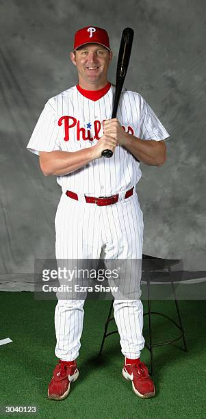 Infielder Jim Thome of the Philadelphia Phillies poses for portrait during media day at the Phillies Spring Training Complex on February 27, 2004 in...