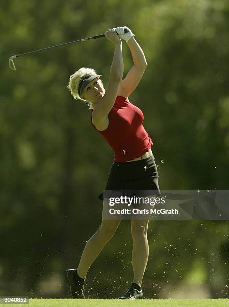 Danielle Amiee of the USA plays her second shot on the eighth hole during play on day 1 of the AAMI Women's Australian Open held at Concord Golf Club...