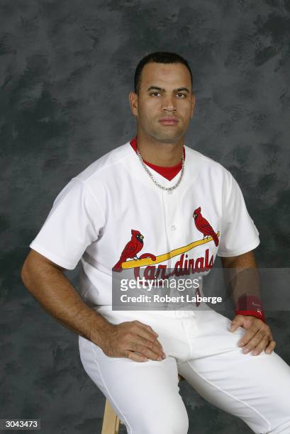 Albert Pujols of the St. Louis Cardinals during Cardinals SpringTraining Photo Day on March 1, 2004 at Roger Dean Stadium in Jupiter, Florida.