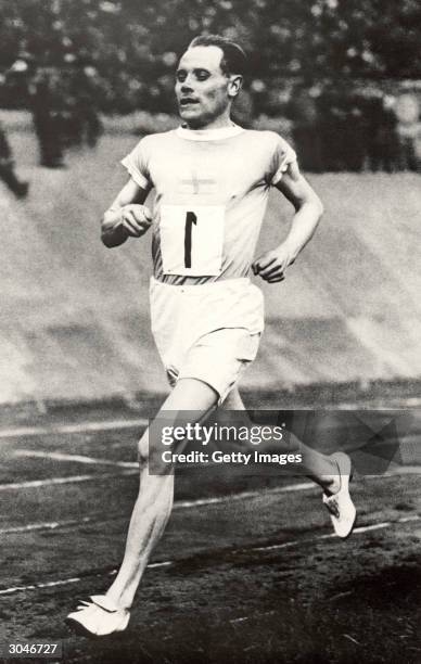 Paavo Nurmi of Finland winning one of the nine gold medals during the VII Olympic Games on April 20, 1920 in Antwerp, Belgium.