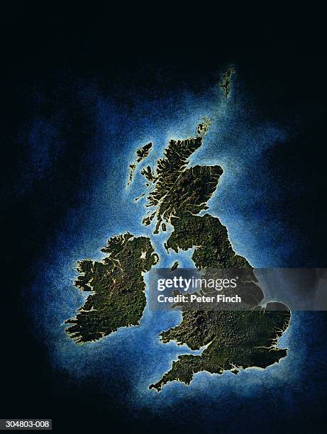 relief map of united kingom - vereinigtes königreich stock-fotos und bilder