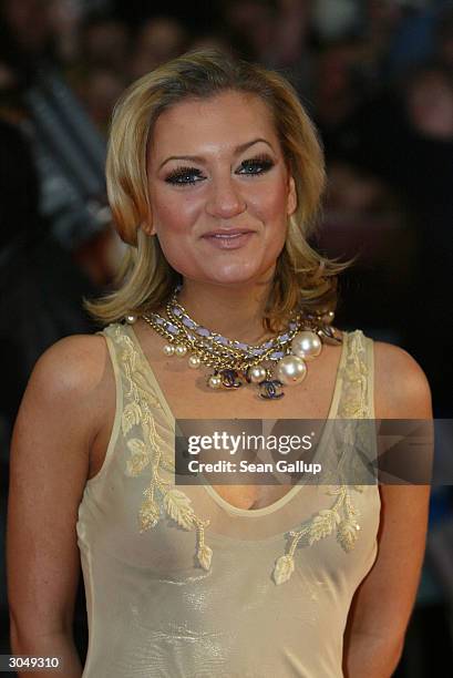 German singer Juliette Schoppmann arrives prior to the ECHO 2004 German Music Awards on March 6, 2004 in Berlin, Germany.