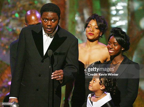 Cast members of The Bernie Mac Show on stage at the 35th Annual NAACP Image Awards at the Universal Amphitheatre, March 6, 2004 in Hollywood,...