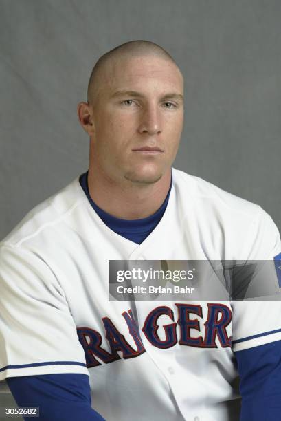 Outfielder Laynce Nix of the Texas Rangers poses for a picture during Texas Rangers Media Day at Surprise Stadium on February 26, 2004 in Surprise,...