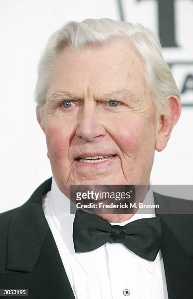 Actor Andy Griffith poses backstage at the 2nd Annual TV Land Awards held on March 7, 2004 at The Hollywood Palladium, in Hollywood, California.