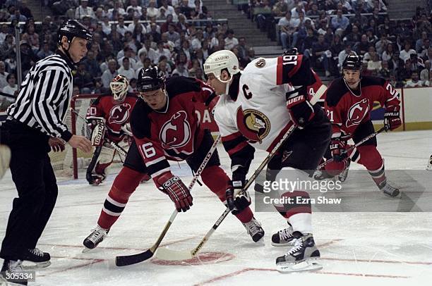 Center Bobby Holik of the New Jersey Devils in action during a playoff game against the Ottawa Senators at the Corel Center in Ottawa, Canada. The...
