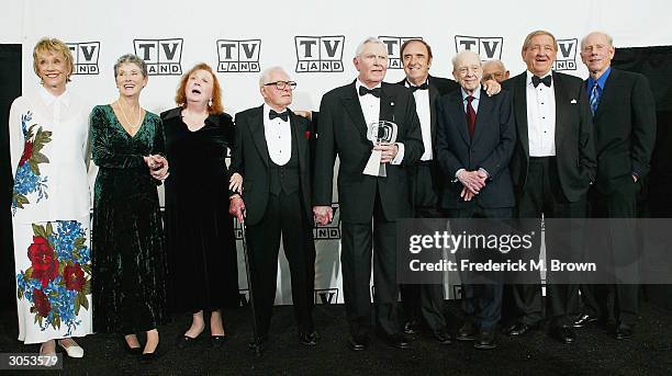 Cast and crew of "The Andy Griffith Show" pose backstage at the 2nd Annual TV Land Awards held on March 7, 2004 at The Hollywood Palladium, in...