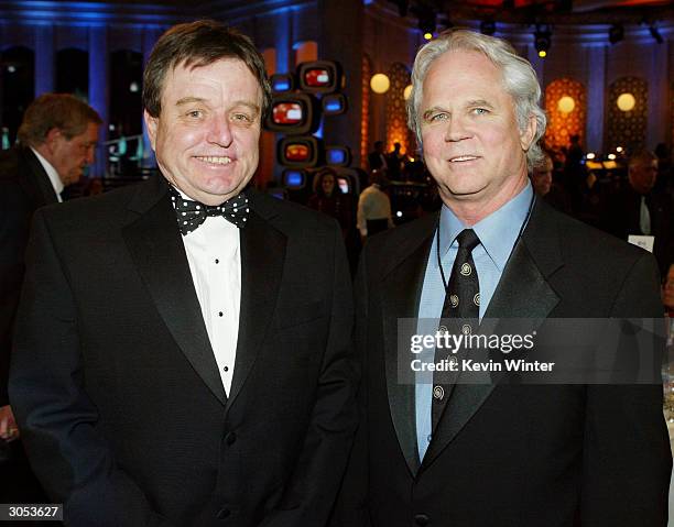 Actors Jerry Mathers and Tony Dow pose at the 2nd Annual TV Land Awards held on March 7, 2004 at The Hollywood Palladium, in Hollywood, California.