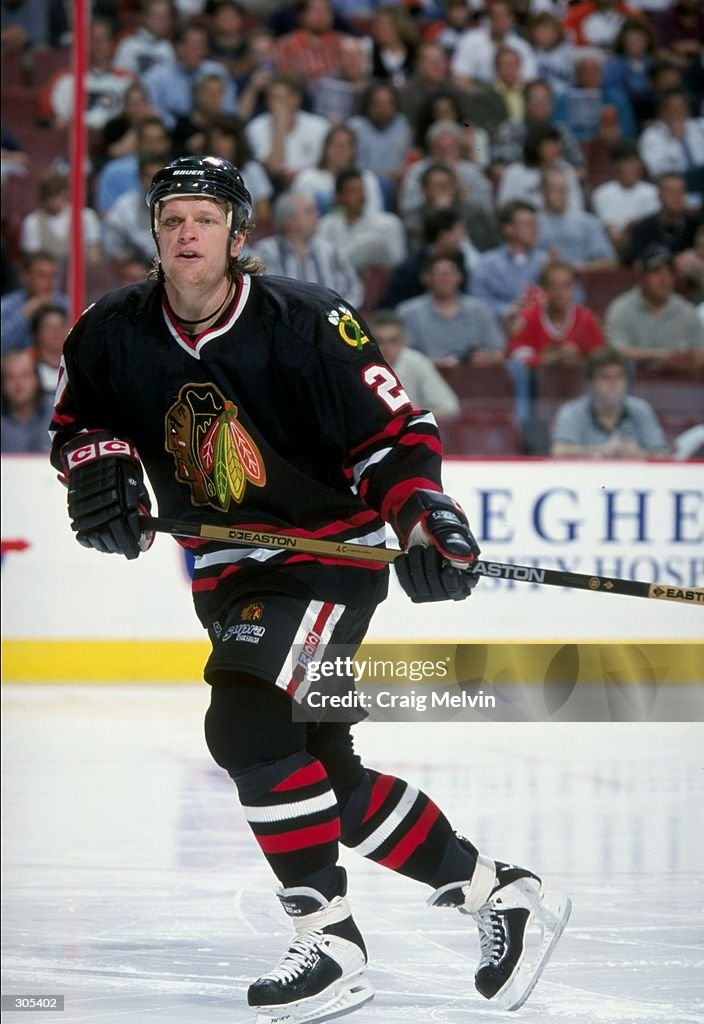 Gary Ralph Sutter Defenseman Gary Suter of the Chicago Blackhawks in action during a ...