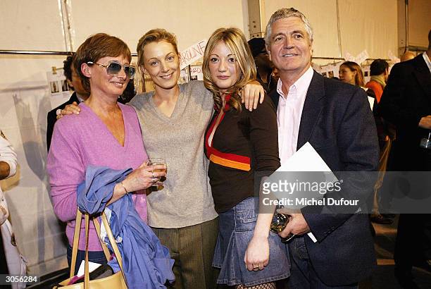 British designer Phoebe Philo poses backstage with her mother , sister and mother's friend , at the Chloe Ready-To-Wear Fall-Winter 2004-2005 fashion...