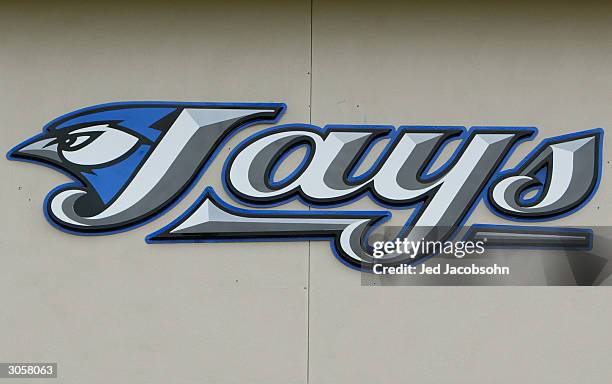 General view of the new Toronto Blue Jays logo taken during Photo Day at their spring training facility on March 1, 2004 in Duneiden, Florida .