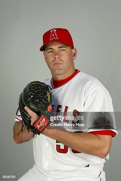 Right handed pitcher Brendan Donnelly the Anaheim Angels poses for a portrait during the 2004 MLB Spring Training Photo Day at Tempe Diablo Stadium...