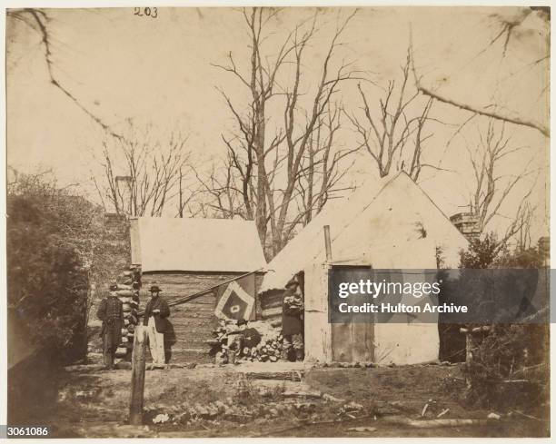 The residence of Chief Quartermaster of the Third Army Corps, Brandy Station, Virginia, during the American Civil War, December 1863. Photo from...