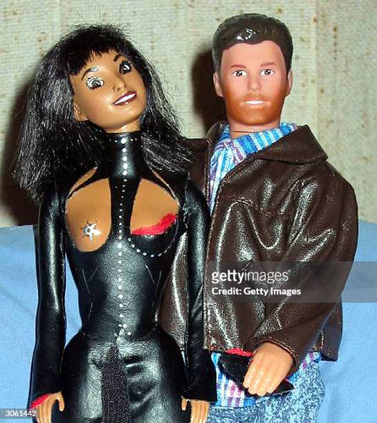 This handout photo shows the Janet Jackson and Justin Timberlake Commemorative Dolls by Siobhan. The figures represent Jackson and Timberlake's Super...