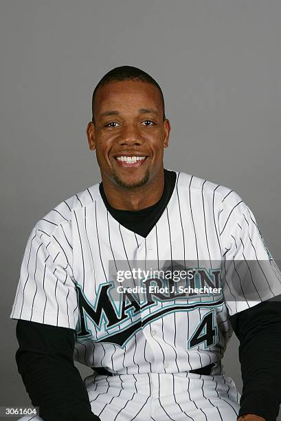 Outfielder Gerald Williams of the Florida Marlins during photo day February 28, 2004 at Roger Dean Stadium in Jupiter, Florida.