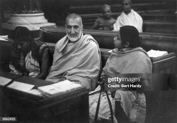 Sitting in the Constituent Assembly after independence is Khan Abdul Gaffar Khan, known as 'The Frontier Gandhi' for his leadership in the North West...