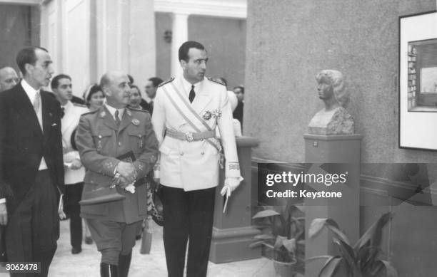 Spanish leader General Francisco Franco inaugurates a Spanish Bienal Exhibition of Art in the Retiro Park Palace, Madrid.