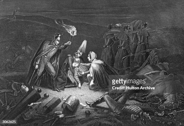 Florence Nightingale tending to the wounded on the battlefield of the Alma on the night after the battle, a major one in the Crimean War. Original...