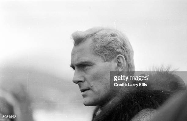 British actor Robert Shaw during the location filming of Ken Annakin's 'Battle of the Bulge'.