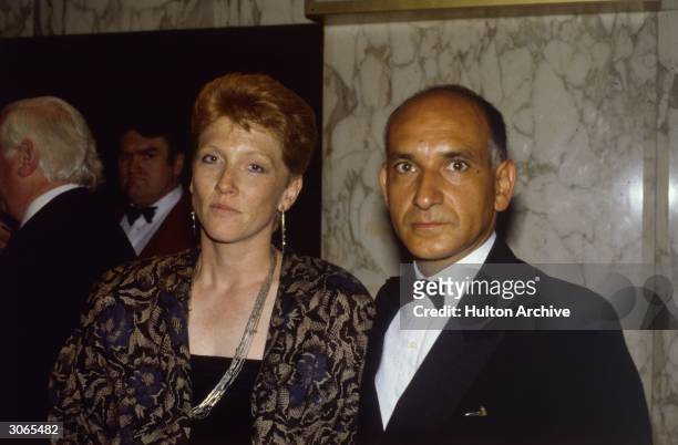 British stage and screen actor Ben Kingsley with his wife Alison Sutcliffe at the film premiere of 'The Colour Purple'.