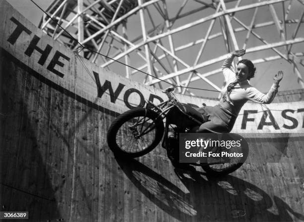 Dixie riding on the wall of death at Southend.