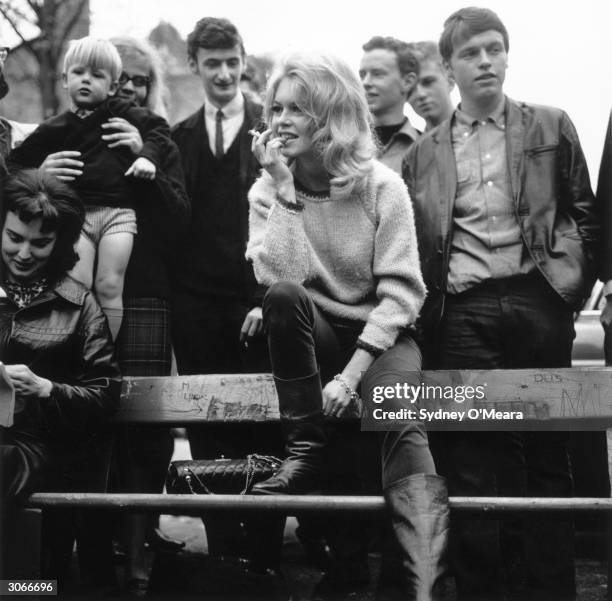 French actress Brigitte Bardot in Hampstead north London for the filming of 'The Adorable Beast'.
