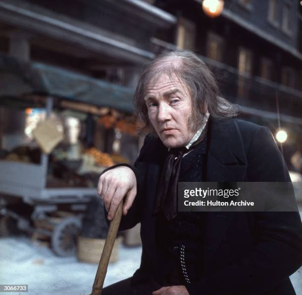 British actor Albert Finney plays Ebenezer Scrooge in Ronald Neame's Dickensian musical 'Scrooge'.