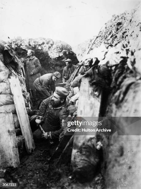 German soldiers in the trenches during WW I.