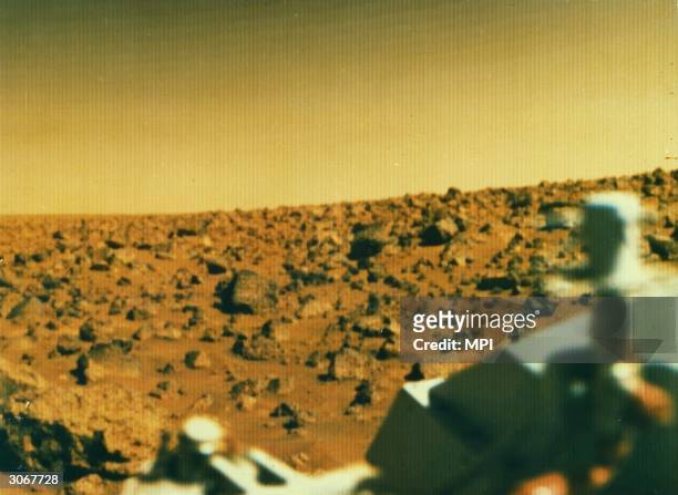 The view south from Viking 2, one of two probes sent to investigate the surface of the planet Mars for the first time.