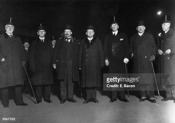 The international signatories of the Locarno Pact arrive at Victoria Station, London, after the signing of the historic treaties in Locarno,...