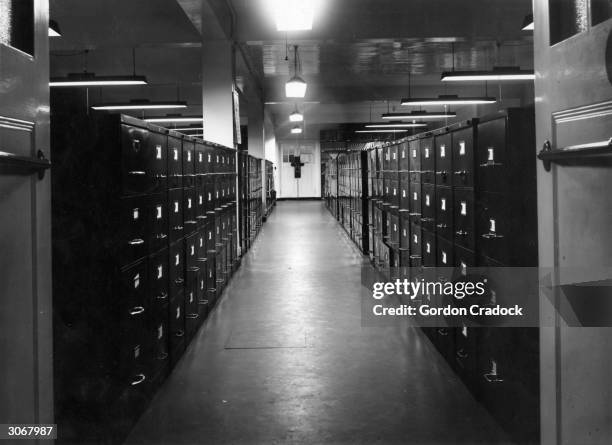 The modern section of the photographic library of the popular illustrated magazine Picture Post, located on the 4th floor of Colley House.