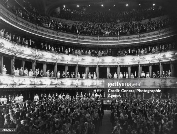 Audience at the first night of the season, the Royal Opera House, Covent Garden, London.