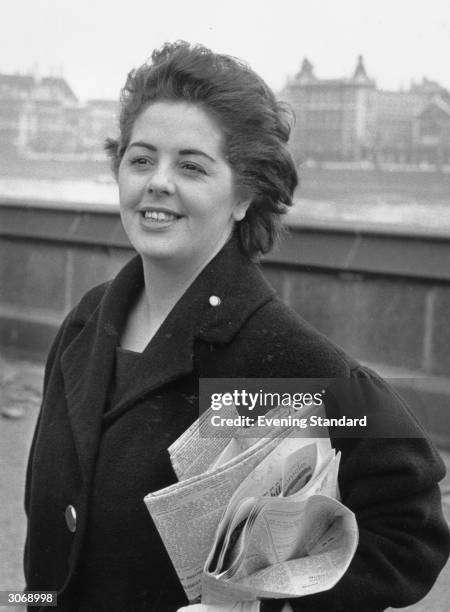 Labour candidate Betty Boothroyd on her way to the houses of Parliament in London. Boothroyd, an ex-Tiller Girl, later became the first woman Speaker...