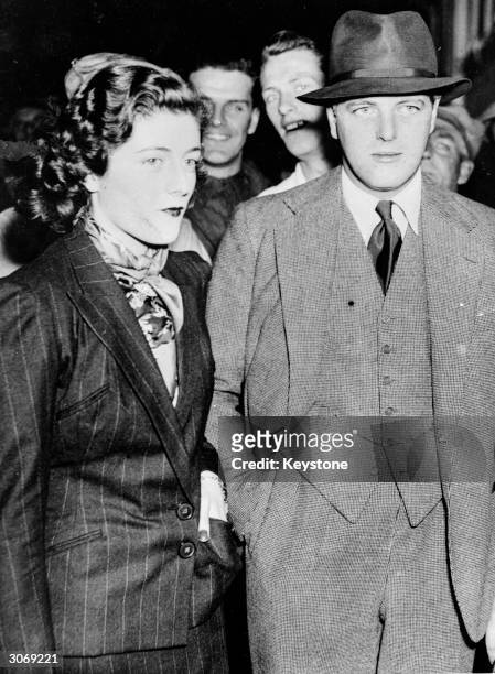 Sarah Churchill and her brother Randolph aboard the SS Queen Mary in New York.