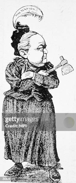 American temperance crusader Carry Nation , who was famous for smashing up saloons with her hatchet.