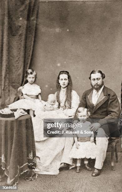 Edward and Alexandra , the Prince and Princess of Wales with their three children, including Prince Albert Victor , Duke of Clarence and Prince...