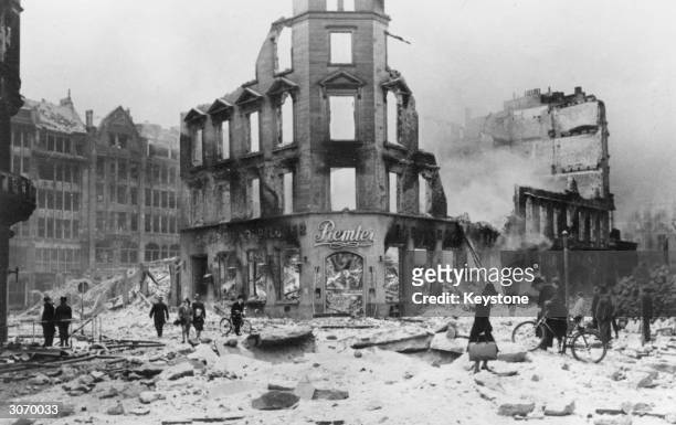 The ruins of Hamburg after allied bombing.