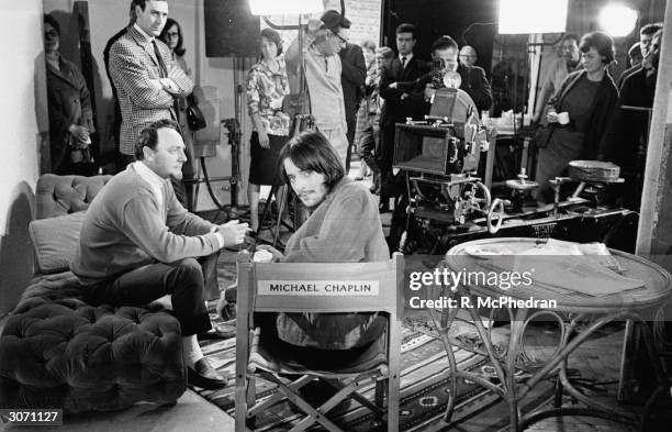 Actor Michael Chaplin, son of Charlie Chaplin on the set at Shepperton Studios.