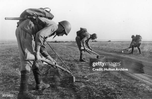 Russian sappers searching for mines near Stalingrad.