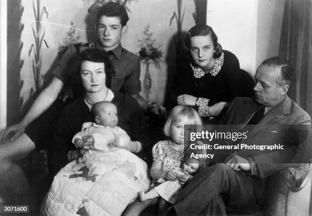 Joachim von Ribbentrop German Foreign Minister, relaxes with his wife and children, Rudolf, Bettina, Ursula and Adolf. He was executed for his war...