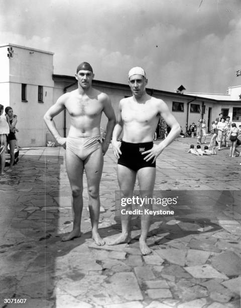 Members of the British Water Polo Team at the Uxbridge Olympic Centre are Peter Hardie and Roy Garforth, both of Bradford.