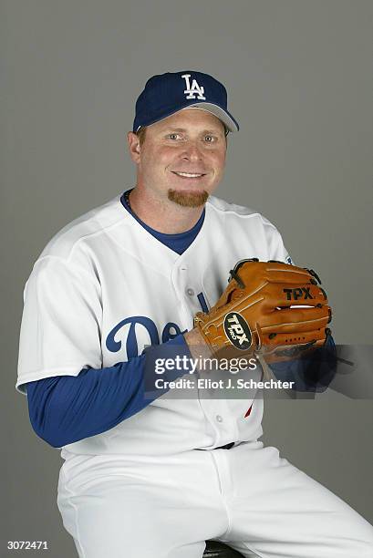 Outfielder Jeremy Giambi of the Los Angeles Dodgers during photo day February 27, 2004 at Holman Stadium in Vero Beach, Florida.