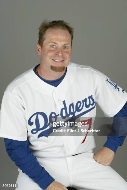 Outfielder Jeremy Giambi of the Los Angeles Dodgers during photo day February 27, 2004 at Holman Stadium in Vero Beach, Florida.